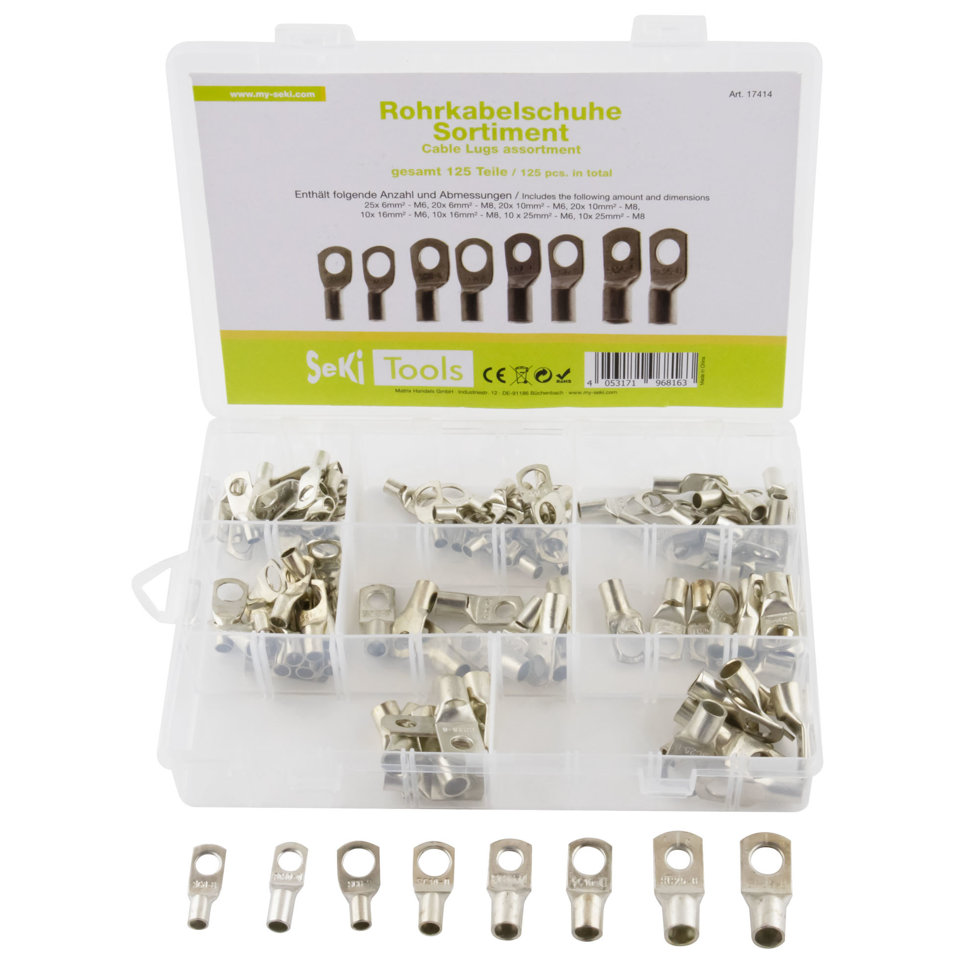 17414 Caixa com 125 terminais de cabo 6~25mm2