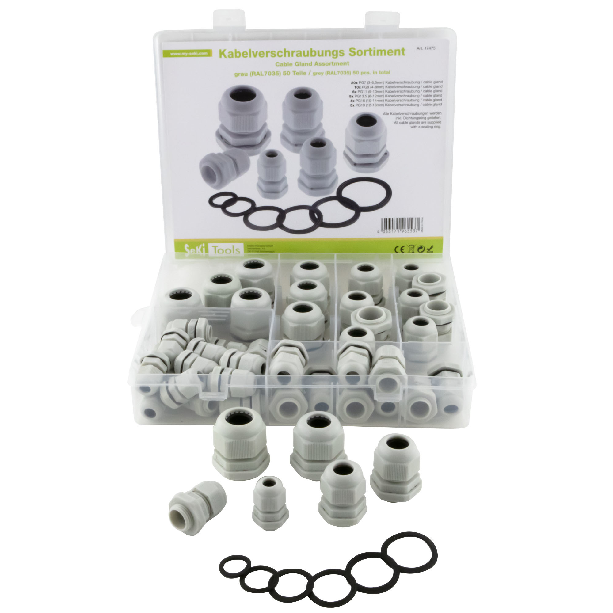 17475 Caixa com 50pçs - prensa cabos - cinza