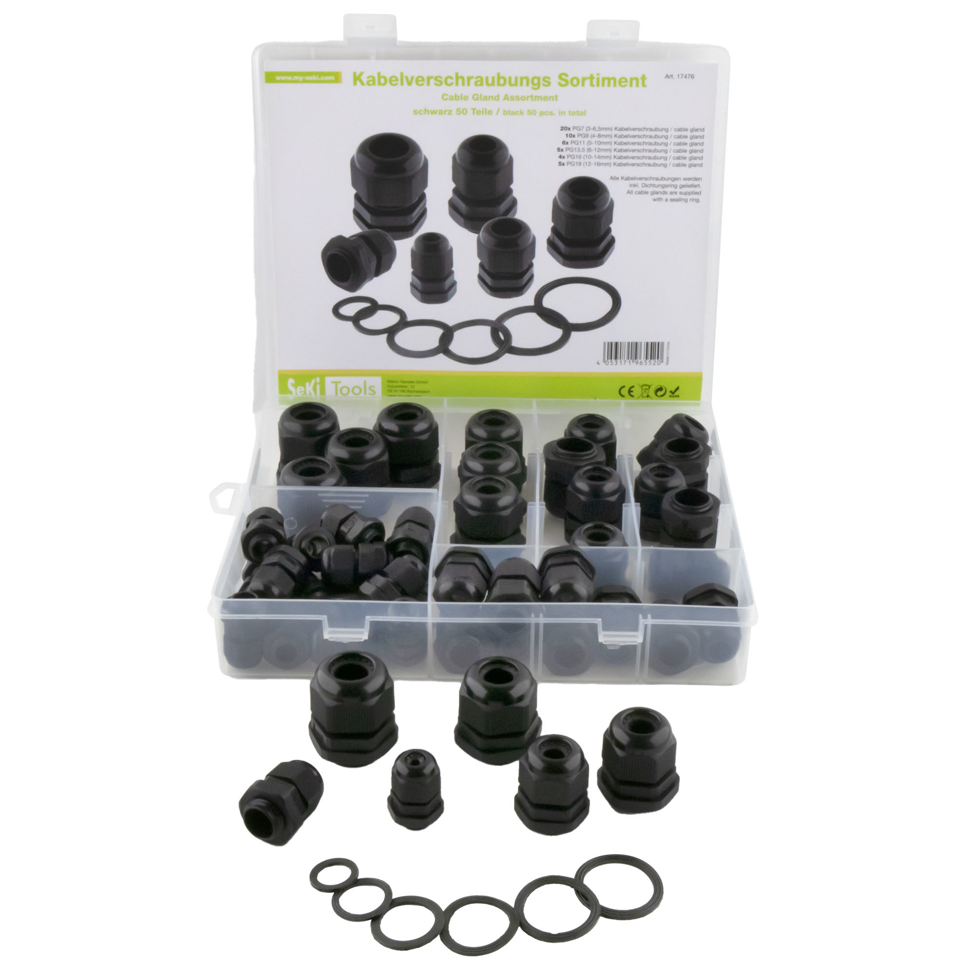 17476 Caixa com 50pçs - prensa cabos - preto