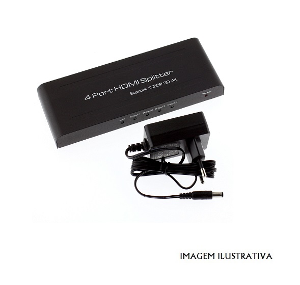 311158 Spliter hdmi 1080p 4K 1 in / 4 out c/ alim.