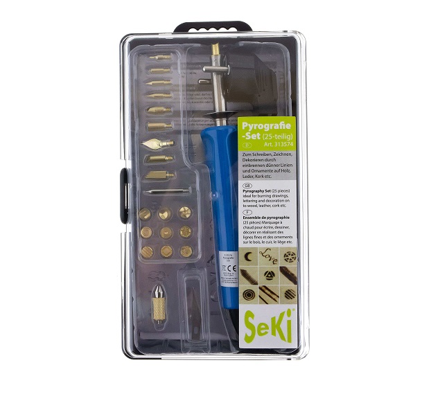 313574 Estojo c/ Ferro soldar / corte e pirógrafo + acessórios