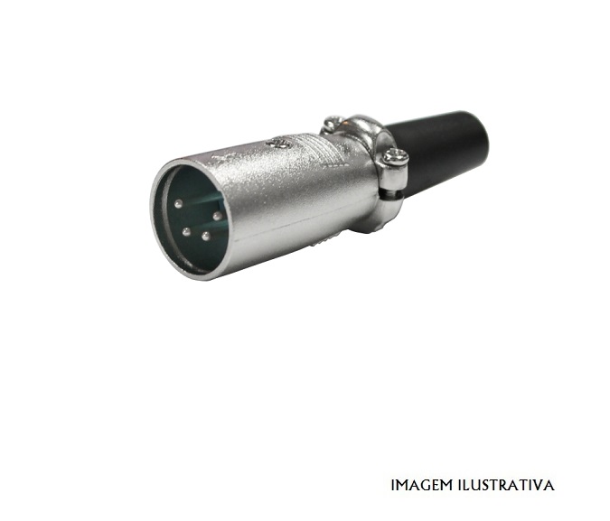 40-64 FICHA XLR 4P MACHO NIQUELADA PROTEÇÃO BLOQUEIO