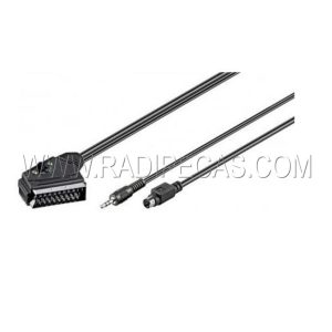50777 Cabo scart c/comut.in/out + SVHS + JACK 3,5mm c/ 2m