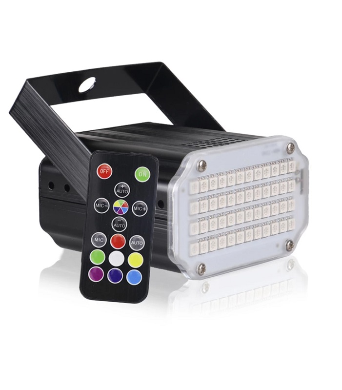 57116 Foco led 48x - Luz discoteca - branco, RGB, UV - com comando