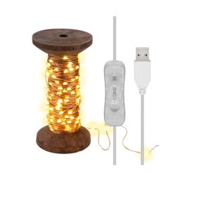 60342 Bobine de 15m de fio com luzes de natal, USB com interruptor