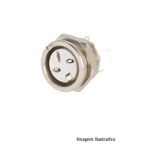 650-0300 Tomada DIN fêmea 3 PINOS 180° para painel, roscado 34V