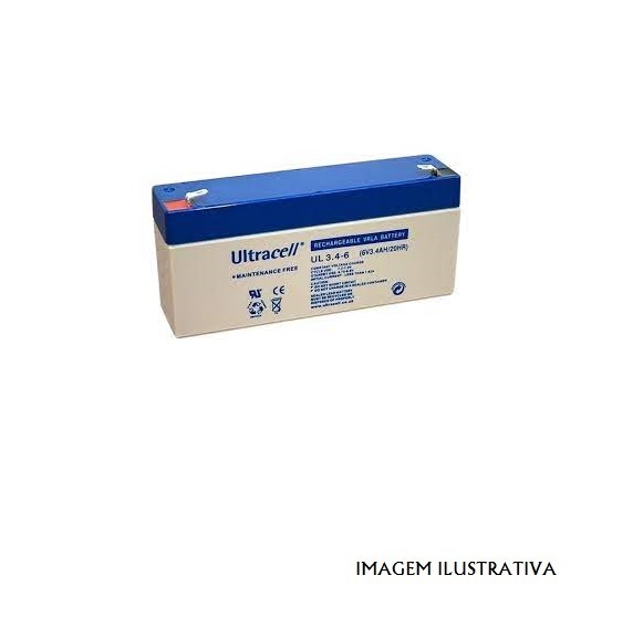 6V3.4U BATERIA Chumbo 6V 3,4Ah 134x60.7x34.3mm