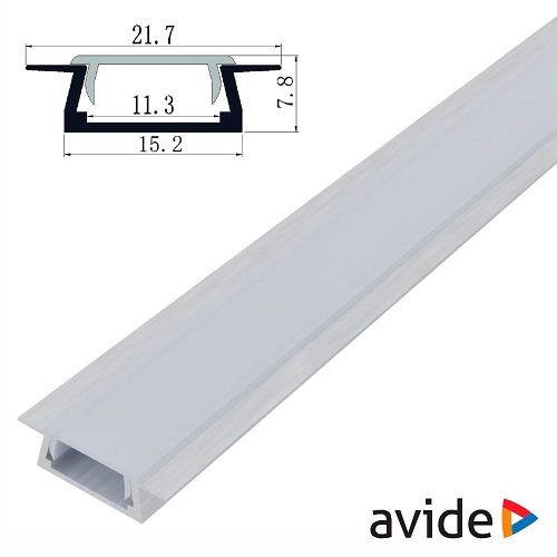 AAPUR2MSMK Perfil de aluminio com abas e difusor opaco p/ fila led c/2M