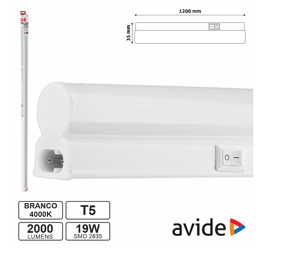 AB1200T5-19W-NW-CB Armadura LED 19W 120cm IP20 4000K 2000lm