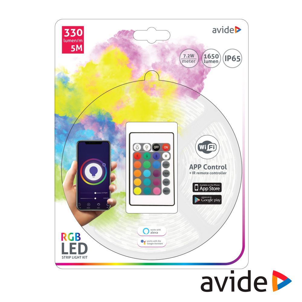 ABLSBL30RGB-WIFIIR KIT FITA 150 LEDS 5050 RGB 12V 5M IP65 WIFI+ IR AVIDE