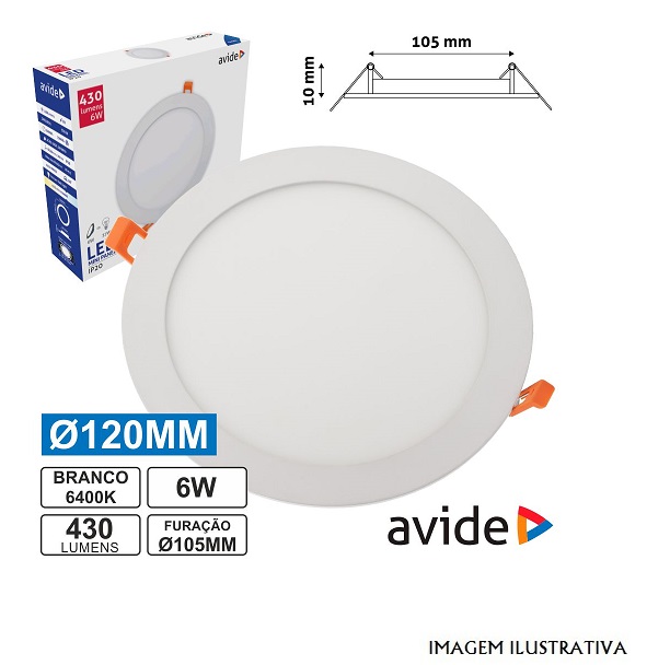 ACRPCW-R-6W-ALU PAINEL LEDS REDONDO 6W 120MM 6400K 430LM AVIDE