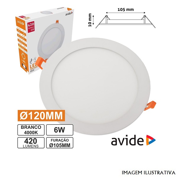 ACRPNW-R-6W-ALU Painel LEDS Redondo 6W 120mm 4000k 420lm AVIDE