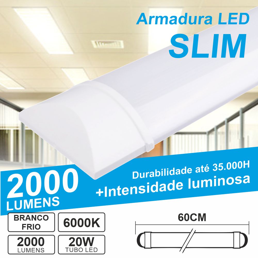 ALS060CW(E) ARMADURA LED BATTEN SLIM 20W 60CM IP20 6000K 2000LM