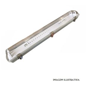 ARM2X18W Armadura Estanque 60cm p/ 2 Lâmpadas LED Tubular T8