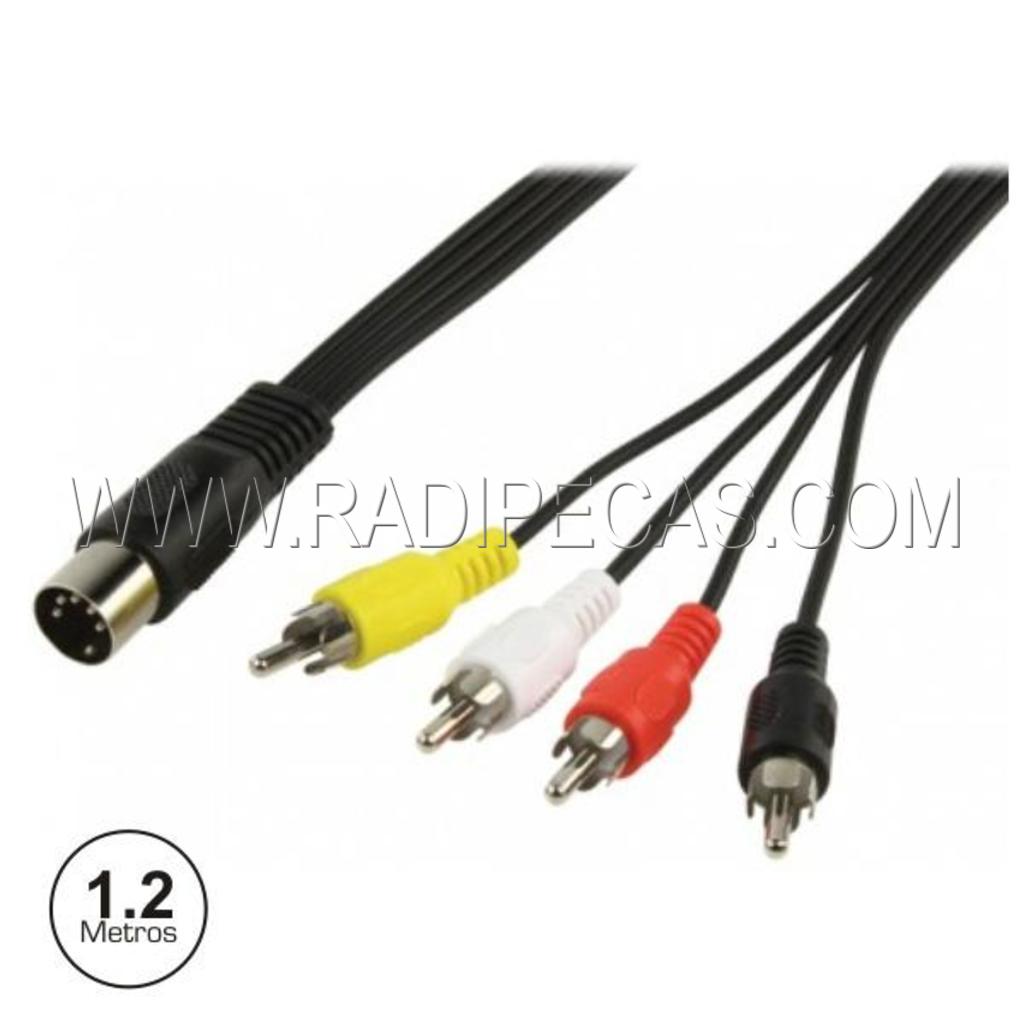 C9/4RCA CABO DIN 5pinos 180º MACHO/ 4 RCA MACHO 1.2m