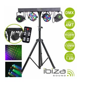 DJLIGHT65 Suporte C/ 2 Projetores Par 12 Leds Rgbw + 2 Laser Dmx Ibiza