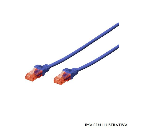 DK-1612-010/B Patch cord; U/UTP; 6; linha; CCA; PVC; azul; 1m; 26AWG