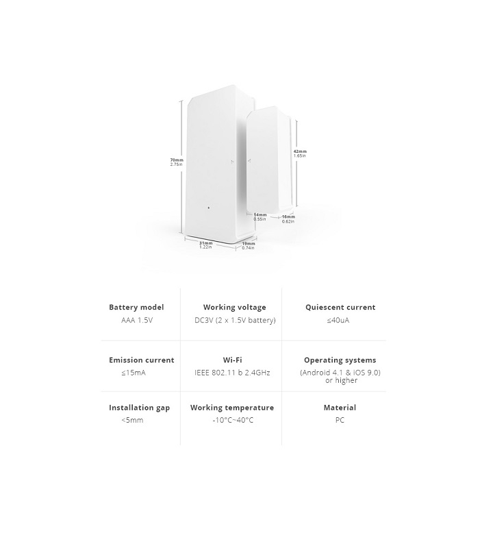 DW2WIFI Sensor de Alarme de Portas e Janelas Inteligente s/ Fios Wi-Fi - Sonoff DW2 - Image 11