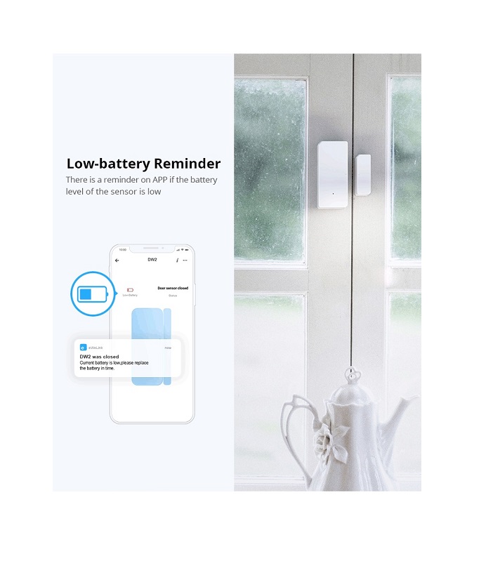 DW2WIFI Sensor de Alarme de Portas e Janelas Inteligente s/ Fios Wi-Fi - Sonoff DW2 - Image 9