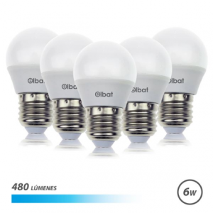 EB0348 Pack de 5 lampadas Led E27 G45 6w 480lm 6500k - branco frio -