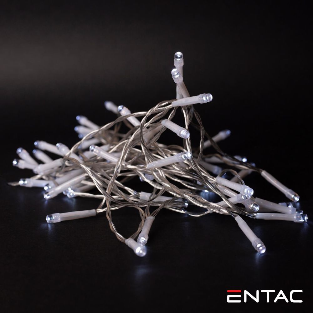 ECL10CW Luzes de Natal 1m arame com 10 leds branco frio - a pilhas ( não incl. )