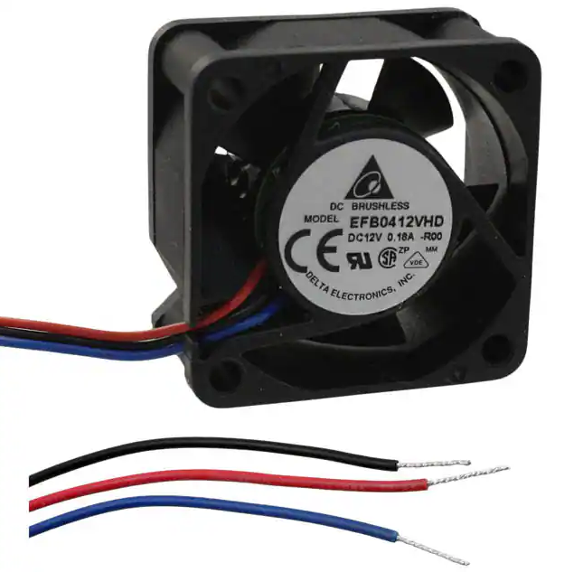 EFB0412VHD-R00 Ventoinha Tuboaxial 12VCC Quadrado - comp. 40mm x alt. 40mm Esfera 10,1 ft3/min (0,283m³/min) 3 fios condutores