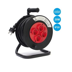 EXTR-4S20-1.5PBK Extensão Tomada Elétrica Enrolar C/ 4 Saídas 20m