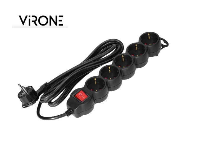 FL5G3 Extensão Quintupla c/ Interruptor (3 mts) - Preto