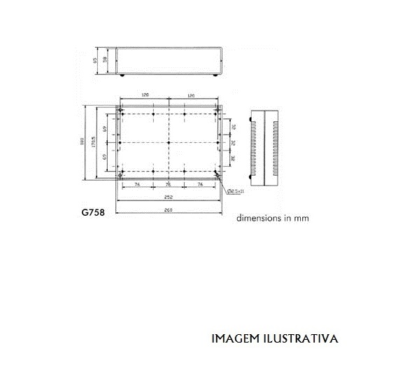 G758 Caixa para montagens ABS 260x180x65mm cinza / preta - Image 2