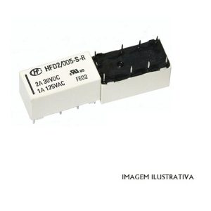 HFD2/005-S-L2 Relé eletromagnético DPDT 5VDC 1A/125VAC 3A/30VDC