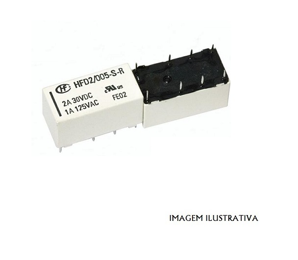 HFD2/005-S-L2 Relé eletromagnético DPDT 5VDC 1A/125VAC 3A/30VDC