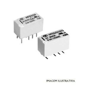 HFD3/003 Relé HONGFA, DPDT, bobine 3Vdc, Montagem em PCB