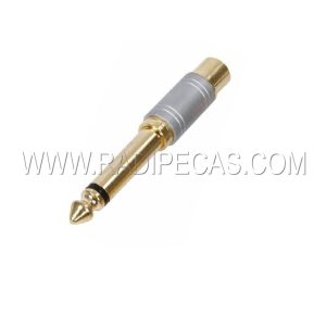 HQS-SAC021 Ficha adap. banhada ouro 24K jack mac.mono / rca femea