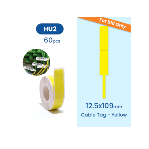 HU2 Etiquetas autocolantes 12,5x109mm amarelas para B18