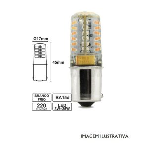 JO548-16-1PW Lâmpada Baioneta Ba15d 3W 12Vac/DC LED Branco Frio 220lm