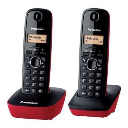 KX-TG1612 Conjunto 2 telefones sem fios Panasonic preto/vermelho