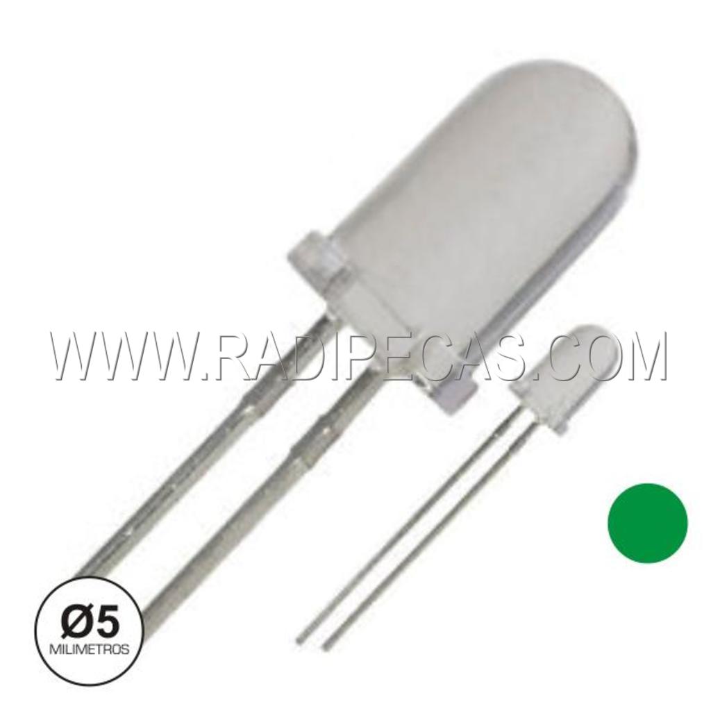 L-5GD LED 5mm ALTO BRILHO luz VERDE 18000mcd 15º 3.2v