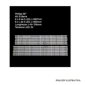LB55073V0_01 CONJUNTO 12 BARRAS p/ Philips 55PUS7303