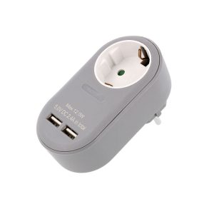 MEL266 Tomada / carregador com 2x USB-A 2.4A - cinza -