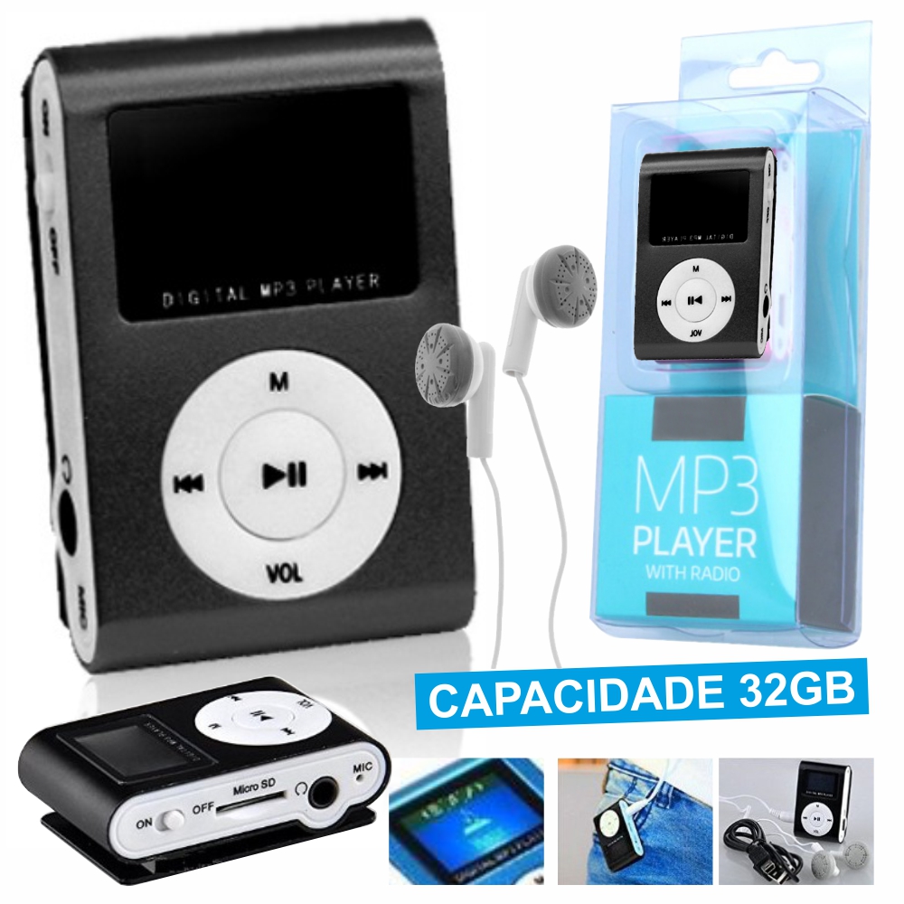 MINIMP3-BK LEITOR MP3 C/ MICROSD MIC LCD AUSCULTADORES