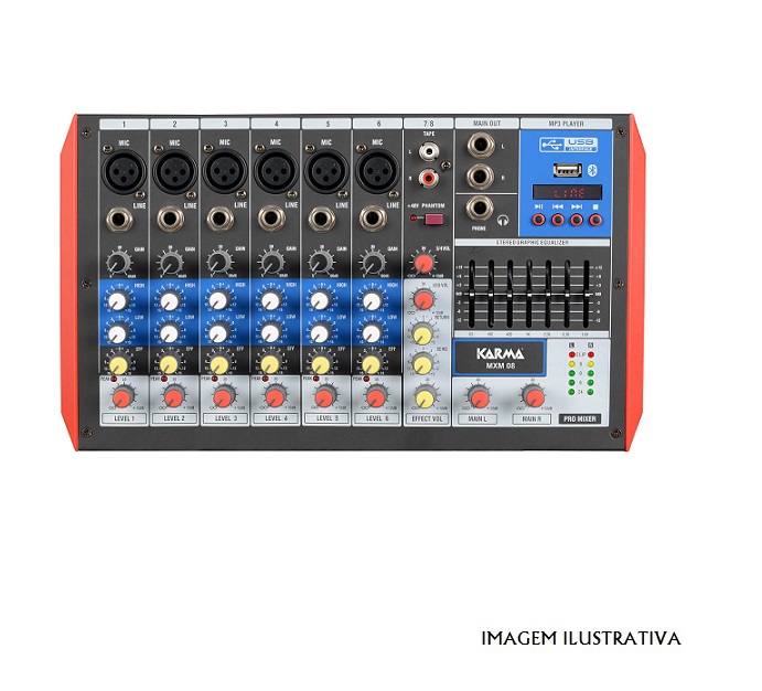 MXM08 Mesa Mistura 8 Canais USB/Bluetooth KARMA