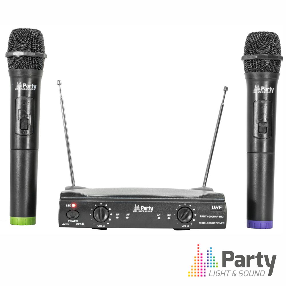 PARTY-200UHF-MKII Kit 2 microfones de mão + receptor UHF 863.2 / 864.2mhz