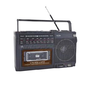 RK10N Rádio Portátil AM/FM 8W Cassete/USB/SD Retro