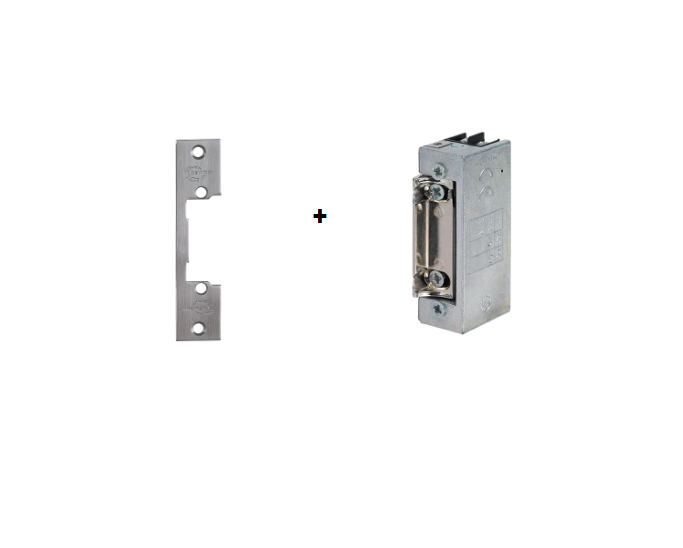 SE2MIO+SEF301 Trinco eléctrico NC 12/24v c/ mem + espelho extra curto
