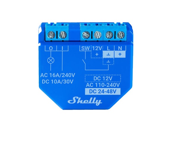 SHELLY-1PLUS Módulo interruptor para automação Wifi 110/230VAC; 12VDC; 24-48VDC - 16A - Shelly Plus-