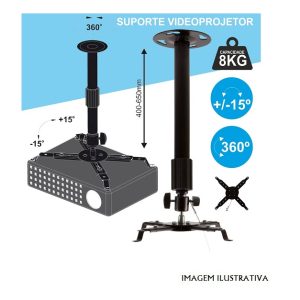 SPT8360B Suporte videoprojector de tecto, extens. 360º, preto, max.8 kg