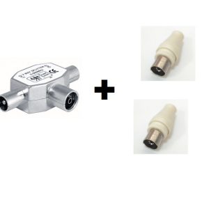 T-FMM+2F Kit ficha T coaxial 1 femea/2 machos + 2 fichas femeas