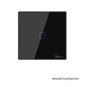T3EU1C-TX Interruptor Touch (1 Gang) Smart Wi-Fi+RF em Vidro de Encastrar (Preto) - Sonoff