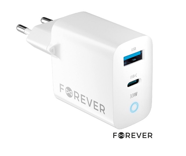 TC-06-33AC CARREGADOR / ALIMENTADOR USB TIPO C + USB A QC + PD 33W