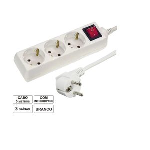 TE3CB5(E) EXTENSÃO ELÉTRICA 3X SCHUKO C/ INTERRUPTOR 5M